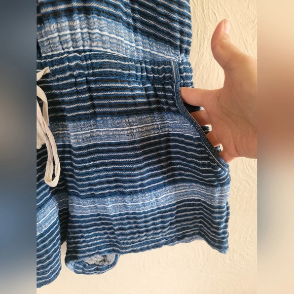 Lou & Grey, Blue and White Baja Romper with Pockets, Size Medium - Picture 7 of 9